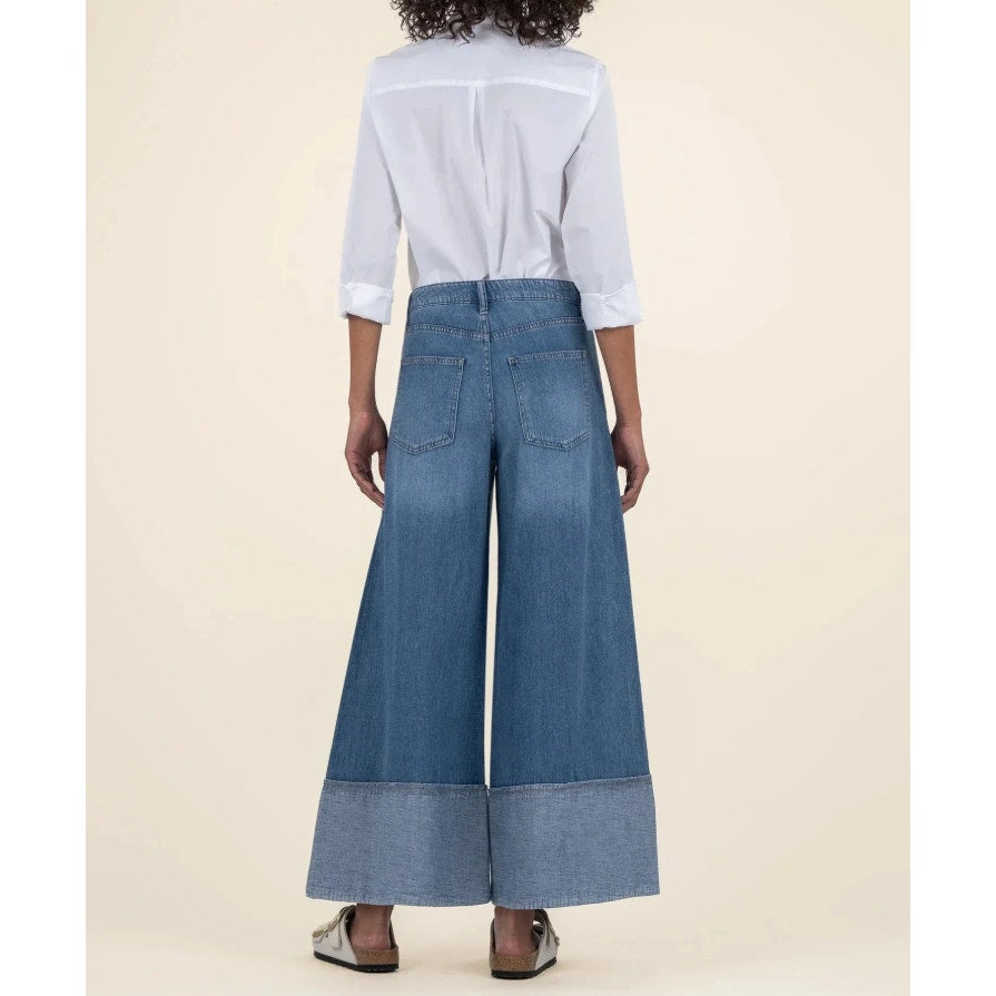 KUT FROM THE KLOTH Blake Crop Wide Leg Jeans Size 0 Medium Wash High Rise NWT