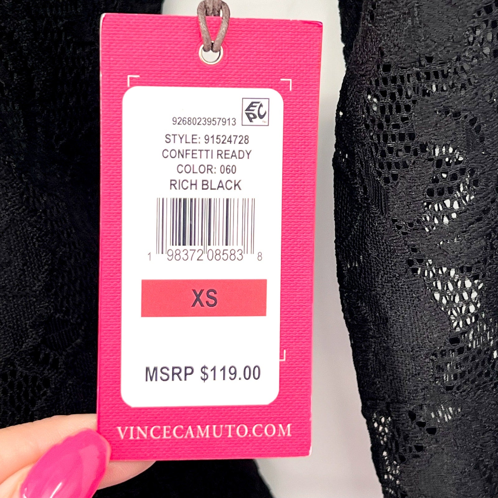 VINCE CAMUTO Women's Lace-Detail Maxi Dress XS Black Long-Sleeve Mock Neck NWT