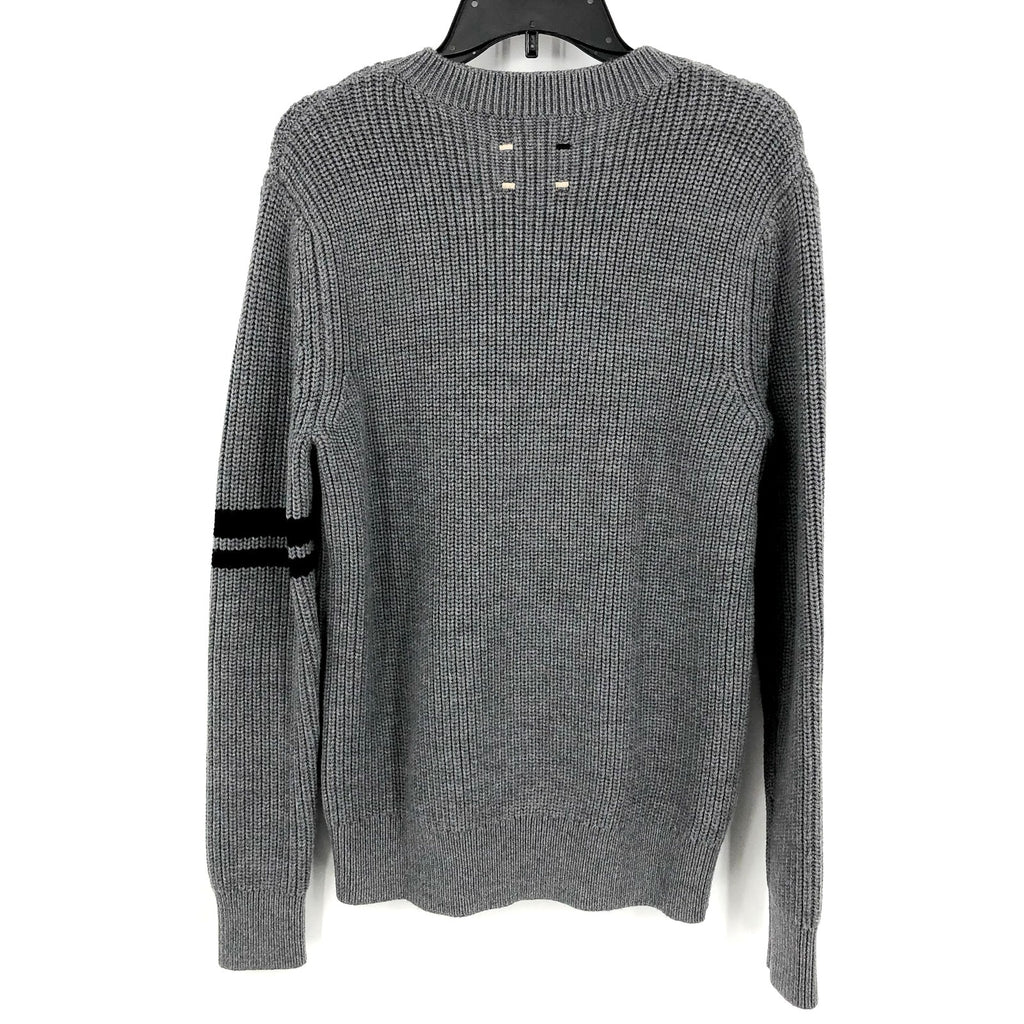 LABEL Mens Go-To Sweater Small Light Grey Black Knit Crewneck MERINO WOOL NWT