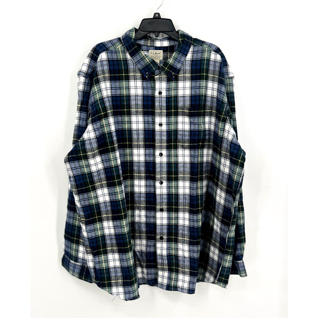 L.L. BEAN Mens Scotch Plaid Flannel Shirt 3XL Blue Vintage Tartan NWT