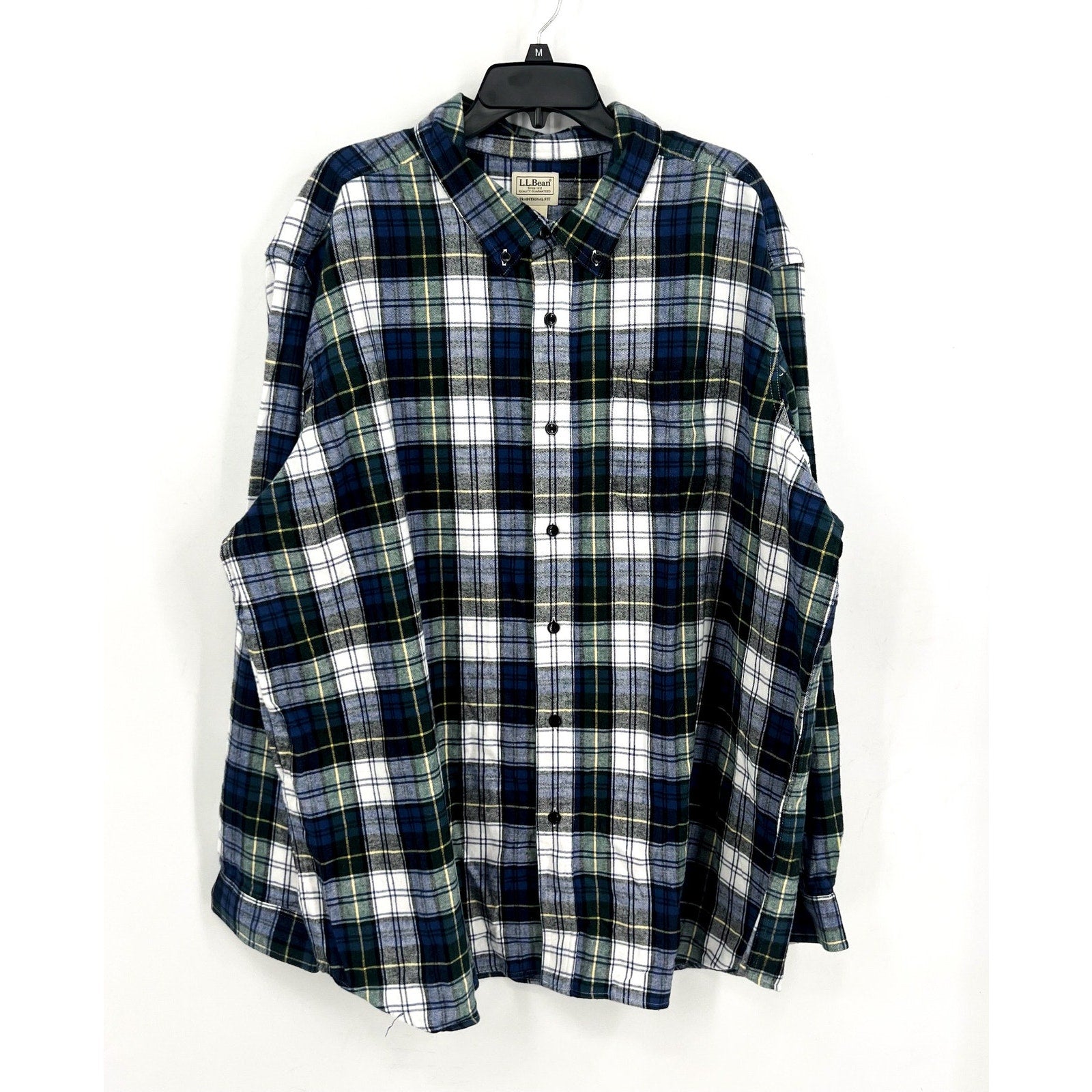 L.L. BEAN Mens Scotch Plaid Flannel Shirt 3XL Blue Vintage Tartan NWT