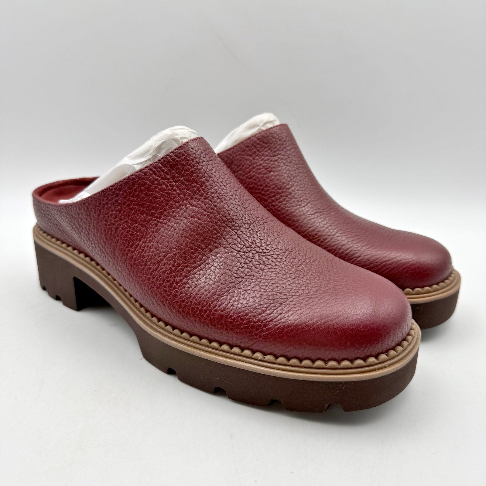 Vionic Womens Fairfax Clogs US 6 M EU 36 Red Vegan Leather Slip On NIB