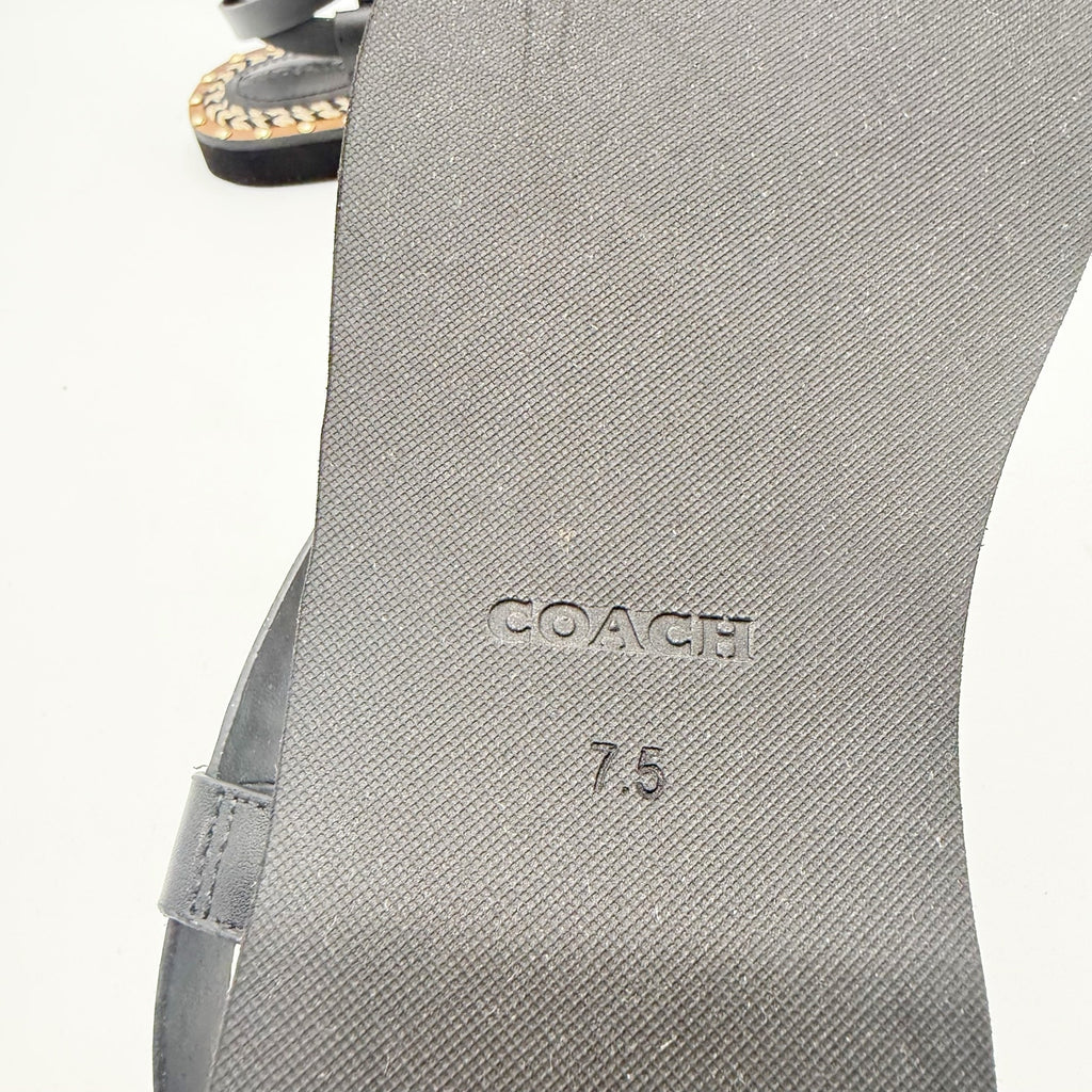 Coach Womens Gracey Sandals Size 7.5 M Black Leather NWOB