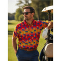 CHUBBIES Mens Howler Moon Performance Polo Shirt 2.0 Small Pink Yellow Multi NWT
