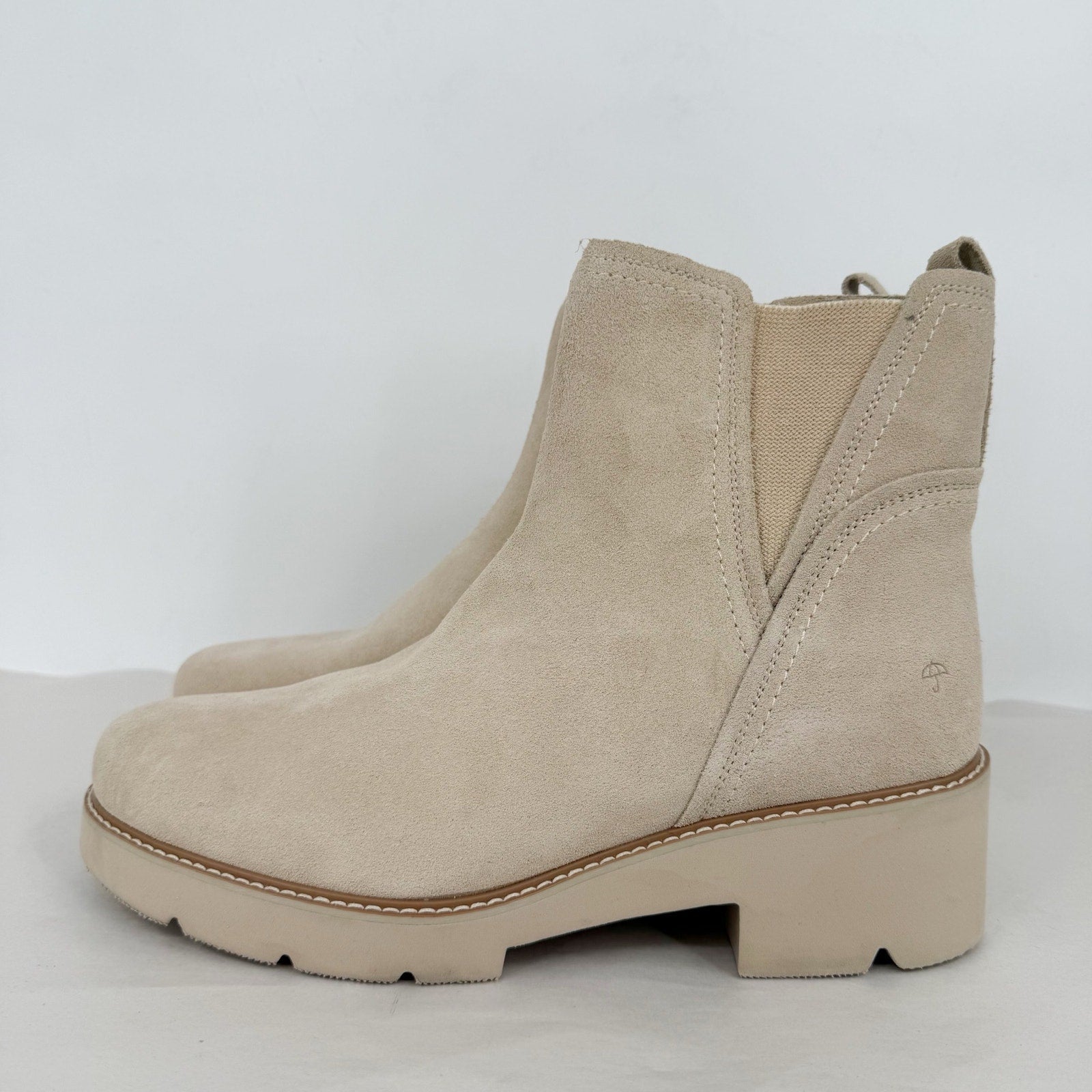Naturalizer Womens Darry Platform Ankle Booties Size 12 WIDE Beige Suede NWOB