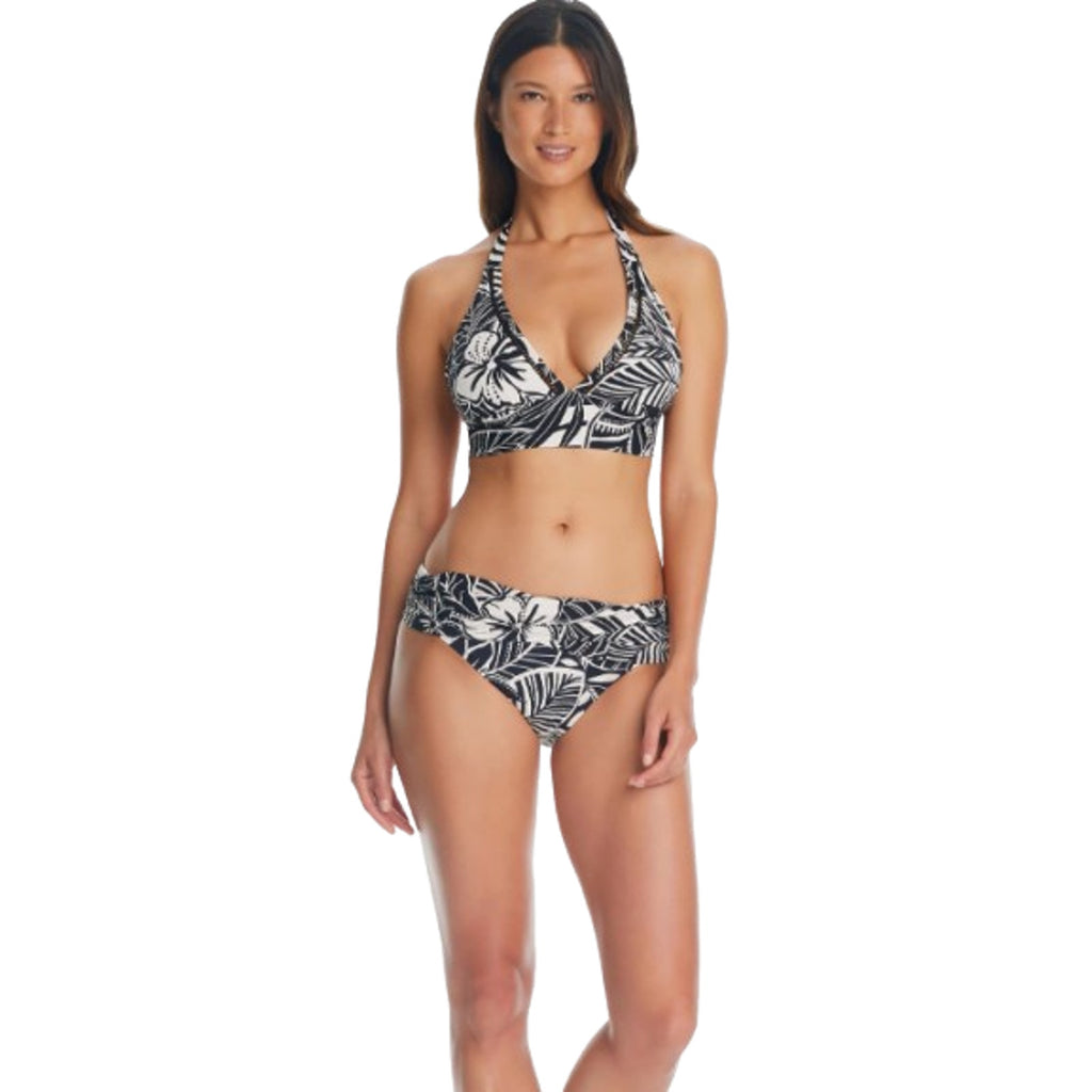 BLEU ROD BEATTIE Ciao Bella Banded Halter Top Size 4 Black White Floral NWT
