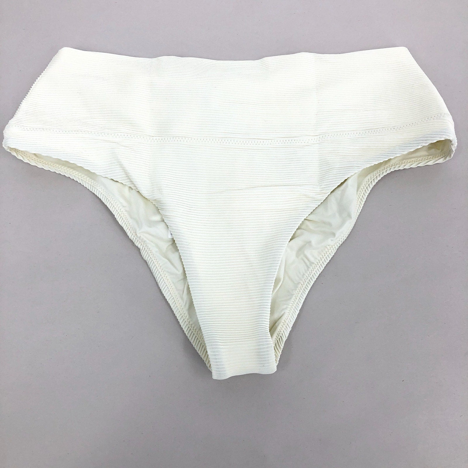 PRANA Women's Aurelia Swim Bottoms Medium White Horchata Ottoman High Waist NWT