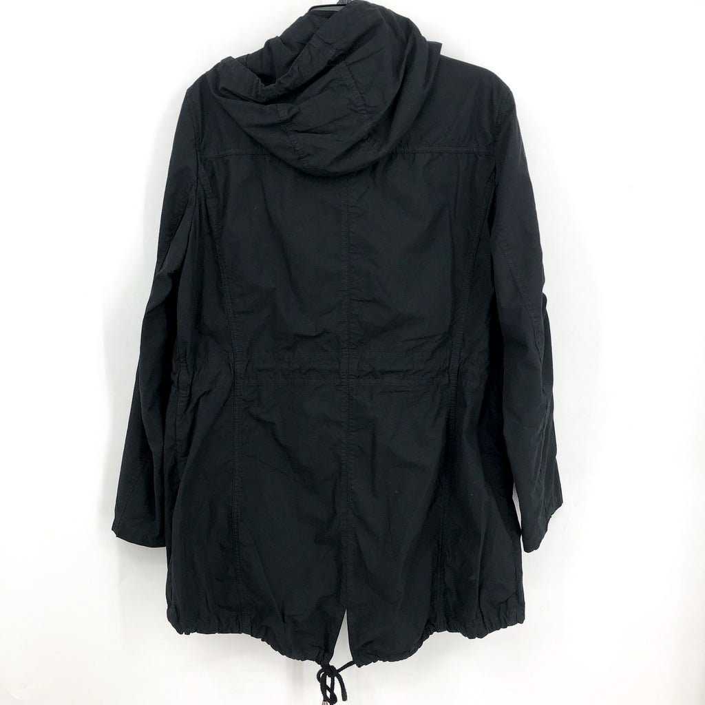 LEVI'S Womens Parachute Hooded Utility Jacket Large Black Drawstring Cotton NWOT