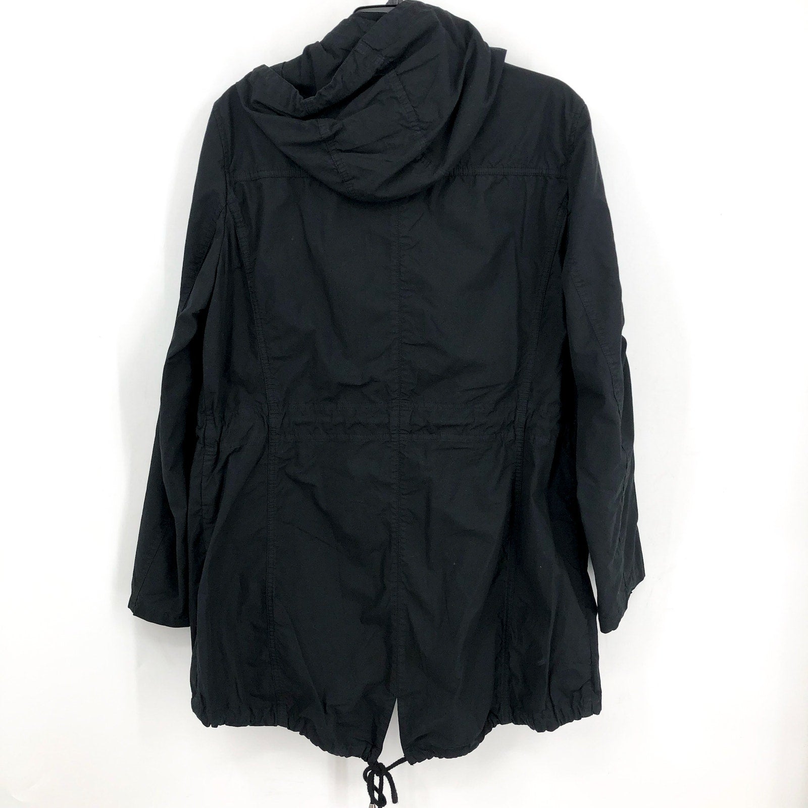 LEVI'S Womens Parachute Hooded Utility Jacket Large Black Drawstring Cotton NWOT