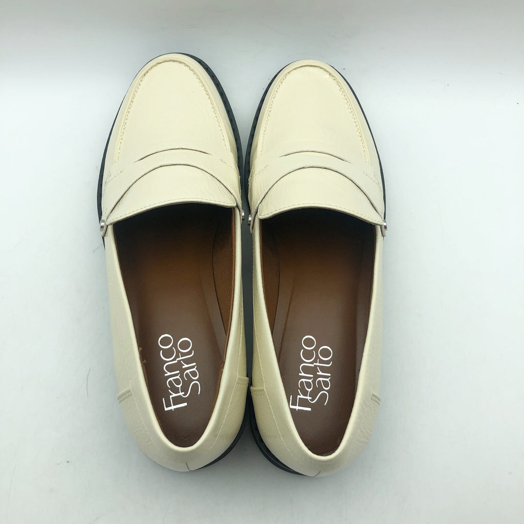Franco Sarto Womens Cassandra Loafers US 10 Cream White Vegan Patent Leather NIB