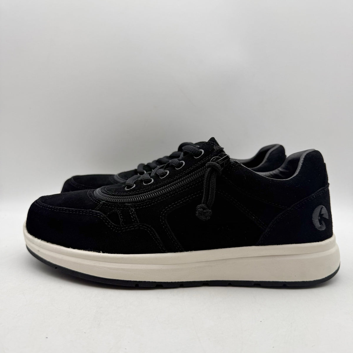 BILLY Mens Comfort Jogger Sneakers US 7.5 Wide Black Suede Zipper NWOB