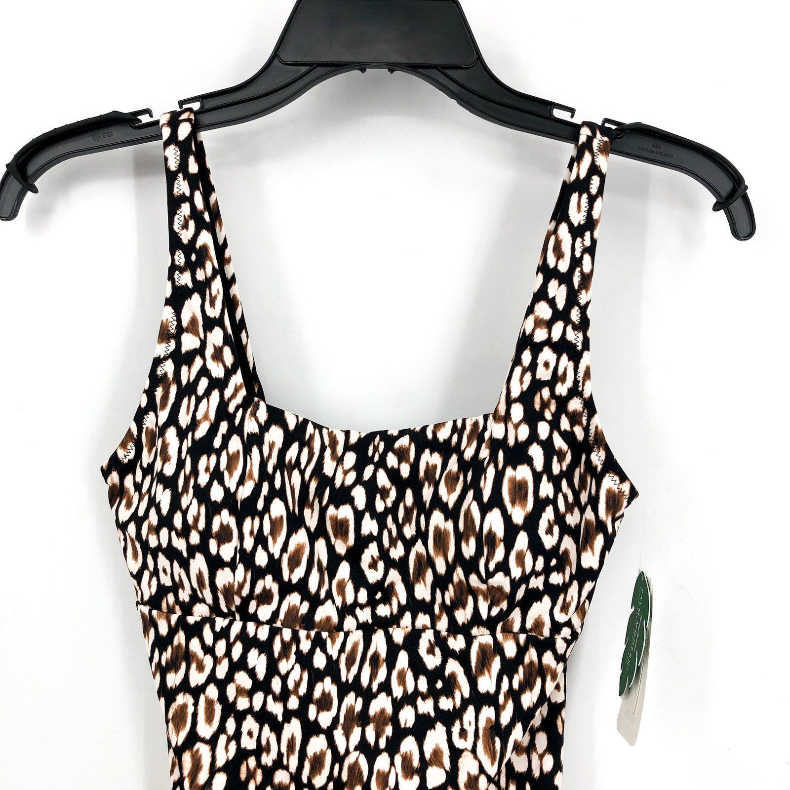TOMMY BAHAMA Palm Modern Safari Cat One-Piece Swimsuit Size 4 Black Tan NWT