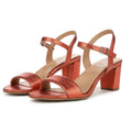 Naturalizer Womens Bristol Heel Sandal 8.5 Wide Orange Metallic Snake Print NWOB