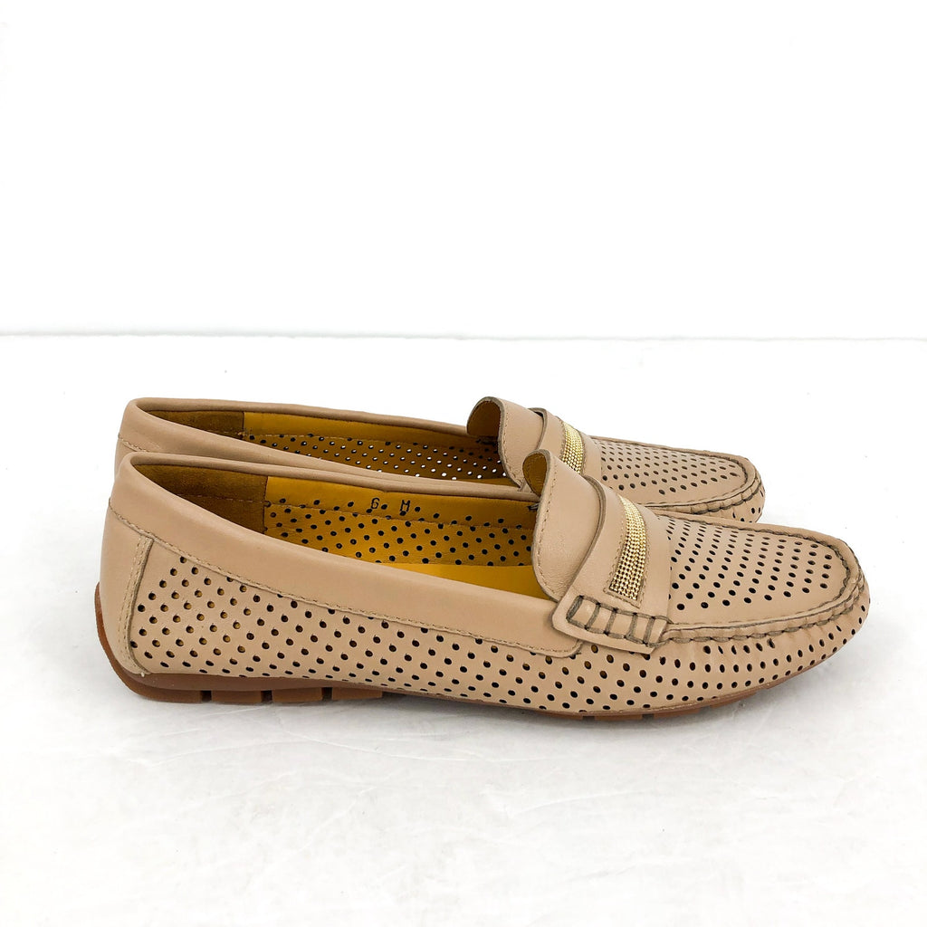 Vaneli Womens Acris Driving Loafers SIZE 6 M EU 36.5 Nude Tan Leather NIB