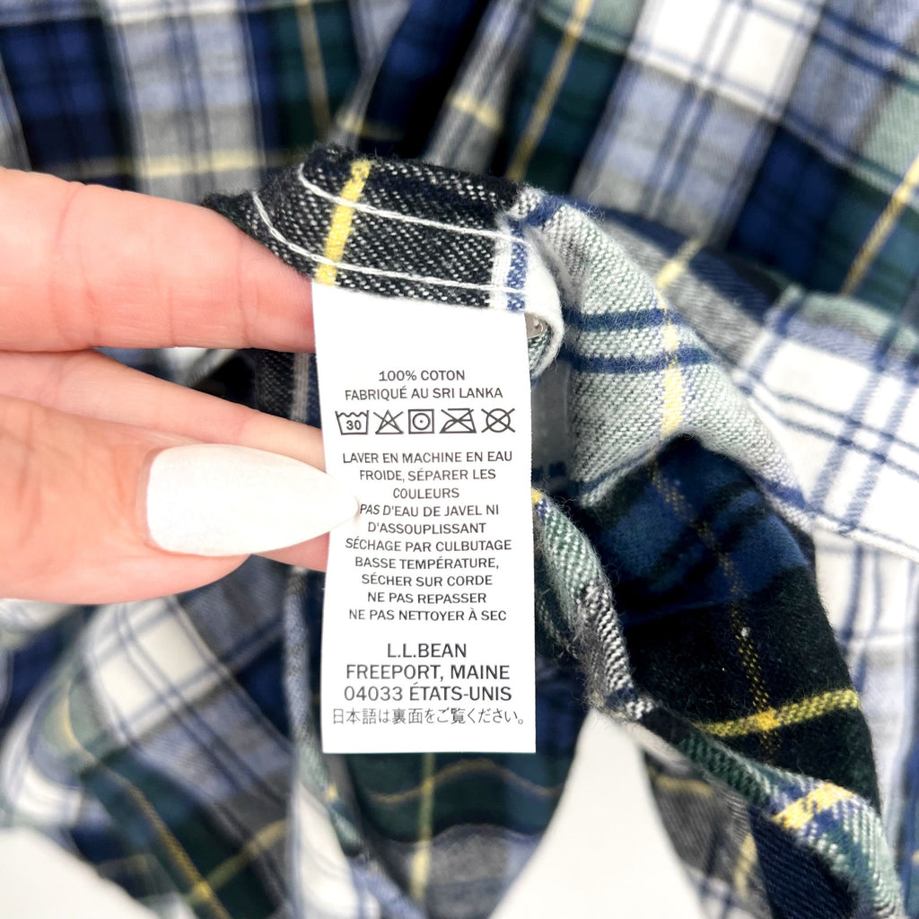 L.L. BEAN Mens Scotch Plaid Flannel Shirt 3XL Blue Vintage Tartan NWT