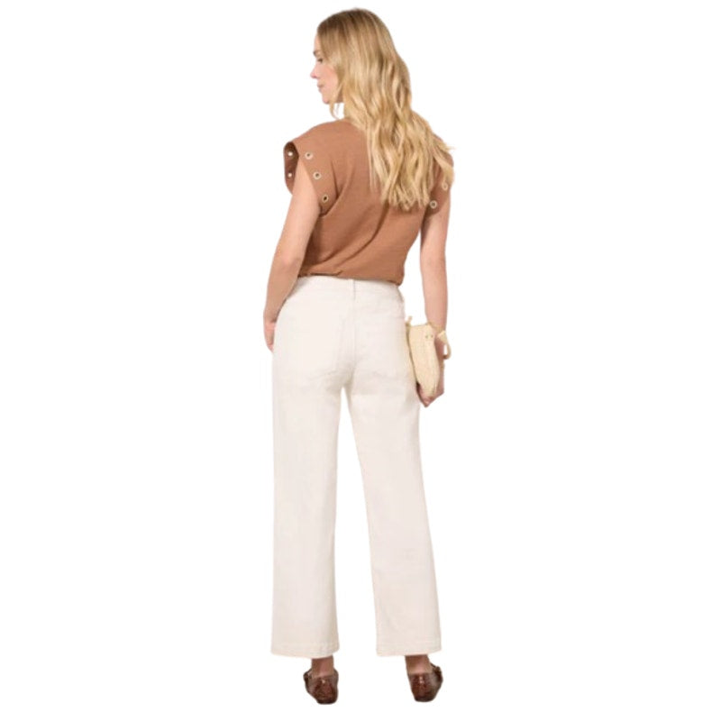 KUT FROM THE KLOTH Womens Charlotte Wide Leg Jeans Size 18 Cream Ecru NWT