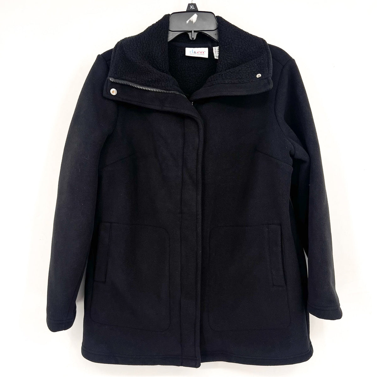 DENIM & CO. Women's Fleece Bonded Sherpa Jacket Small Black  NWOT