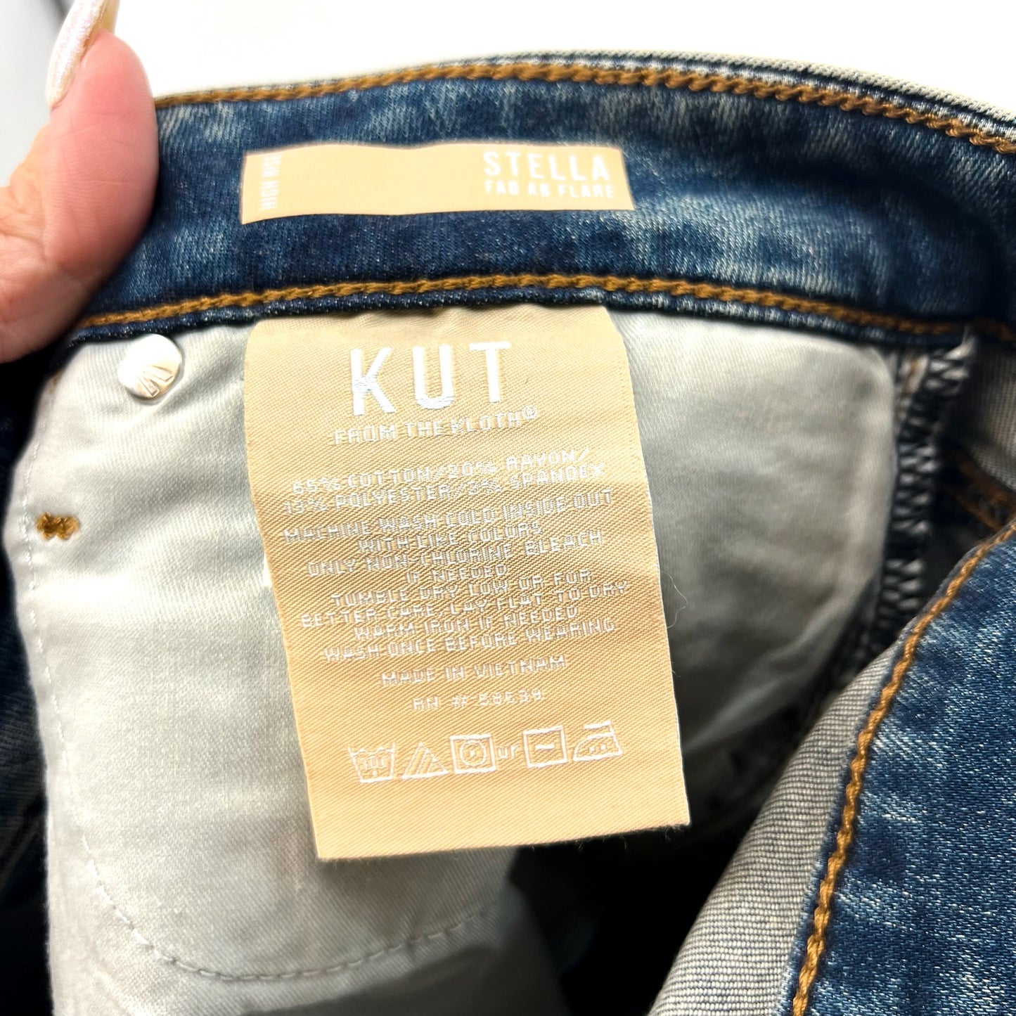 KUT FROM THE KLOTH Stella Flare Jeans US 10 Blue Debonairly High Rise Fab AB NWT