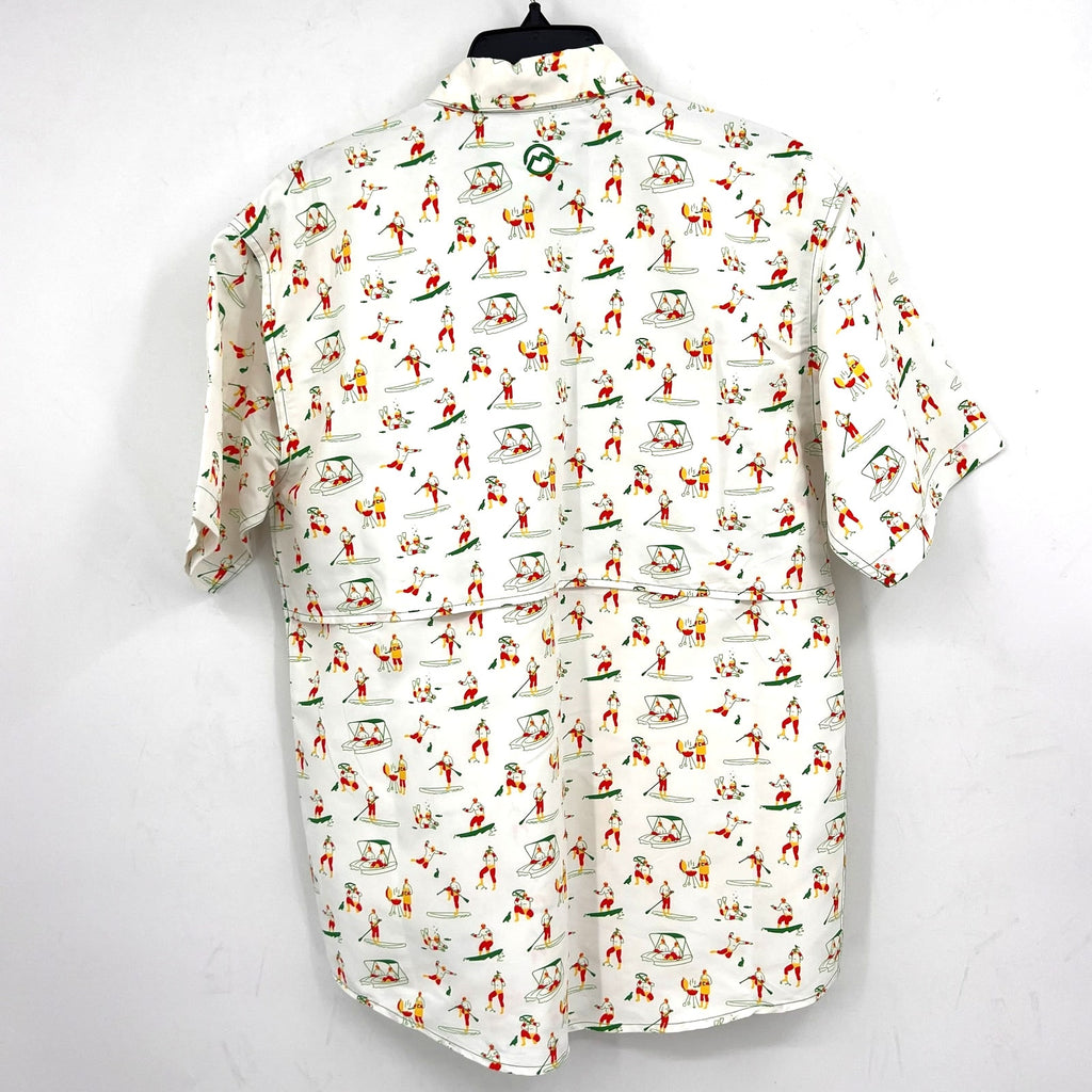 MAGELLAN OUTDOORS Laguna Madre Luchadores Fishing Shirt Large White Multi NWOT