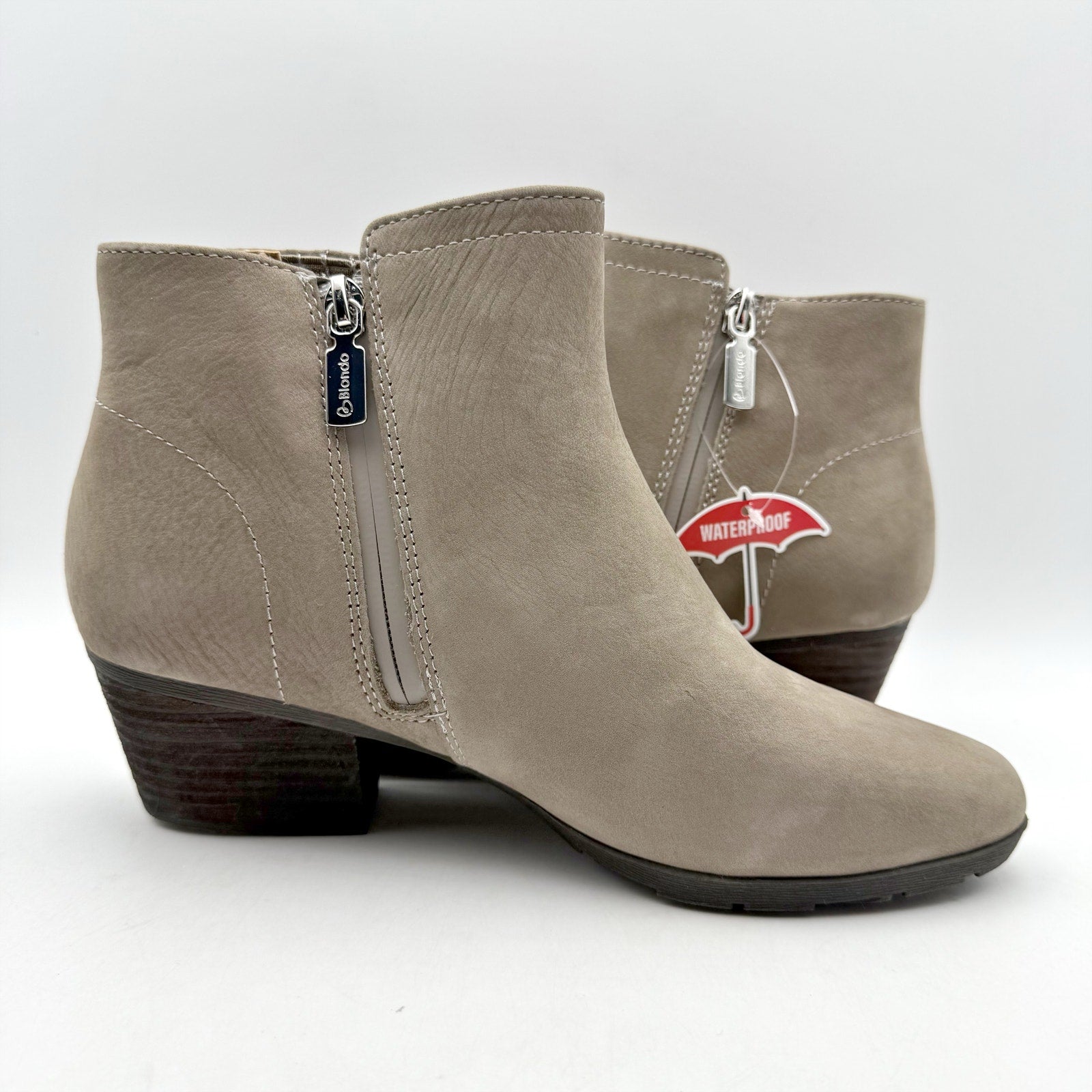 Blondo Womens Valli 2.0 Ankle Booties SIZE 8 M Taupe Grey Nubuck Leather NIB