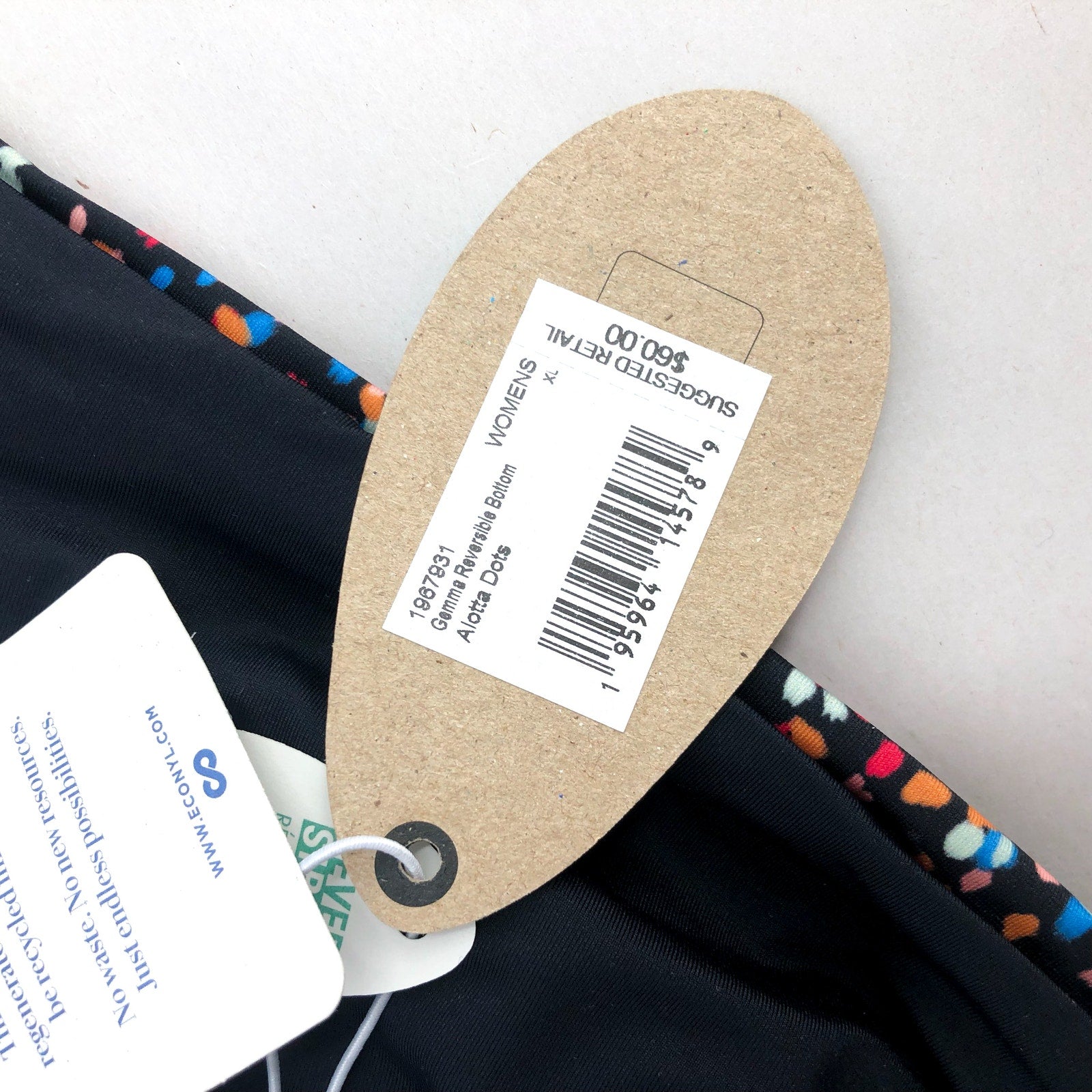 PRANA Women's Gemma Reversible Bikini Bottom XL Black Alotta Dot NWT