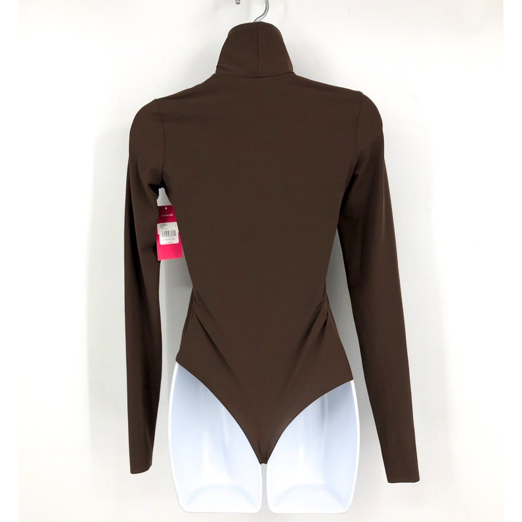 COMMANDO Women's Turtleneck Bodysuit Small Brown Long Sleeve Thumbholes NWT