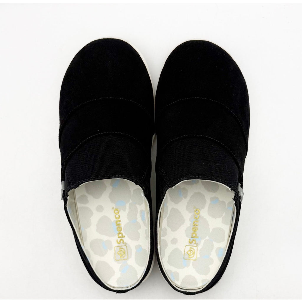 Spenco Women's Siesta Bokeh Layered Clogs Size 7.5 WIDE Black Slip-On NIB