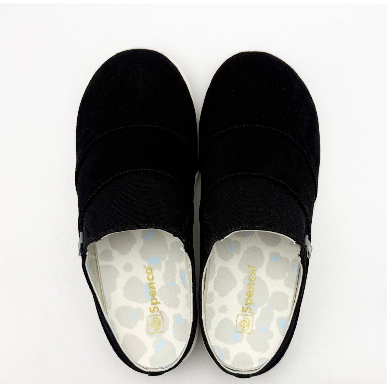 Spenco Women's Siesta Bokeh Layered Clogs Size 7.5 WIDE Black Slip-On NIB