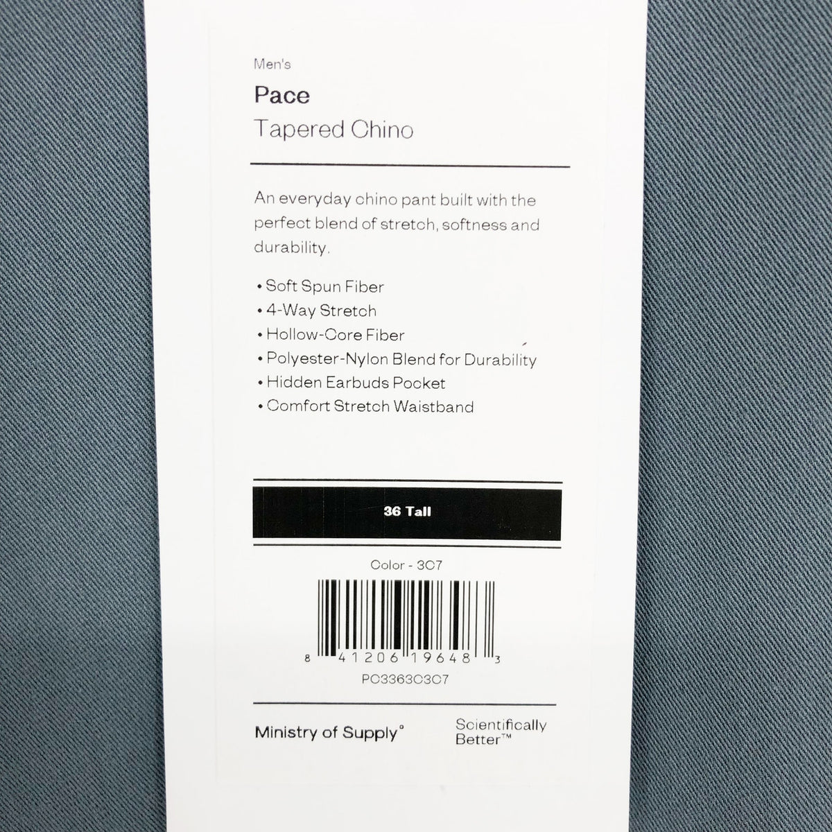 MINISTRY OF SUPPLY Men's Pace Tapered Chino Pants 36x35 Blue Flat Front NWT