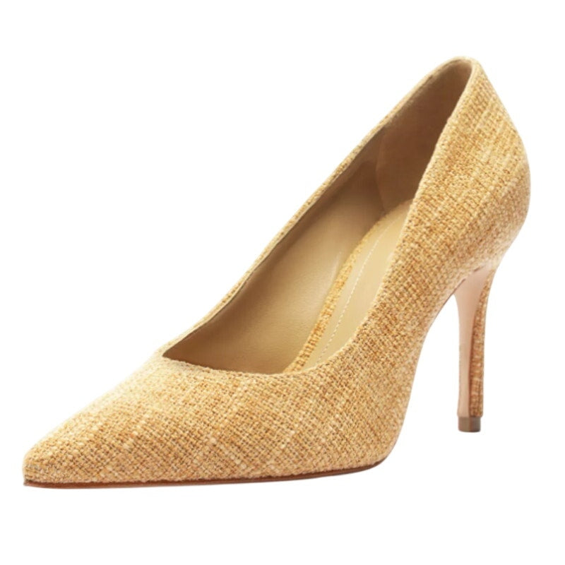 Schutz Womens Lou Slip On Pumps Size 11 Beige Tan Raffia Heels NIB