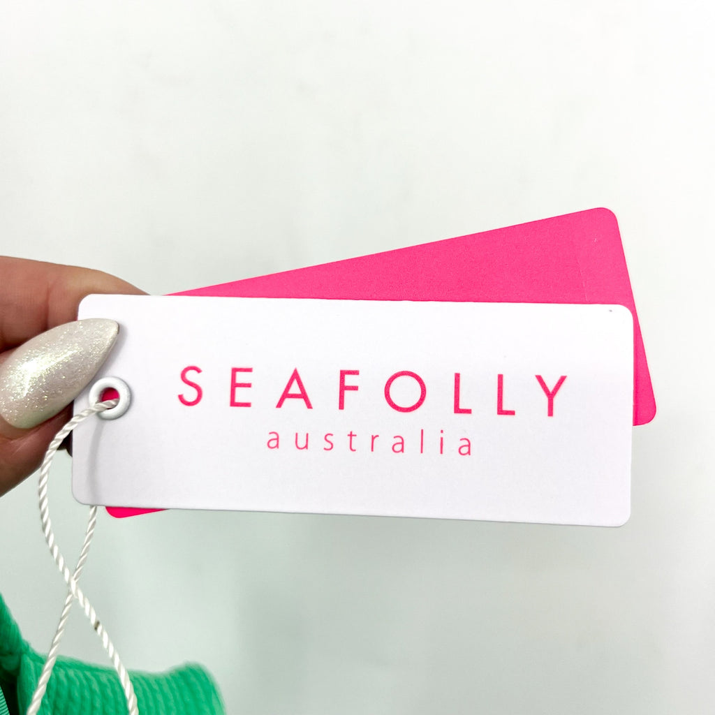 SEAFOLLY Girls Essential Crossback One Piece US 8 Jade Green High Neck NWT