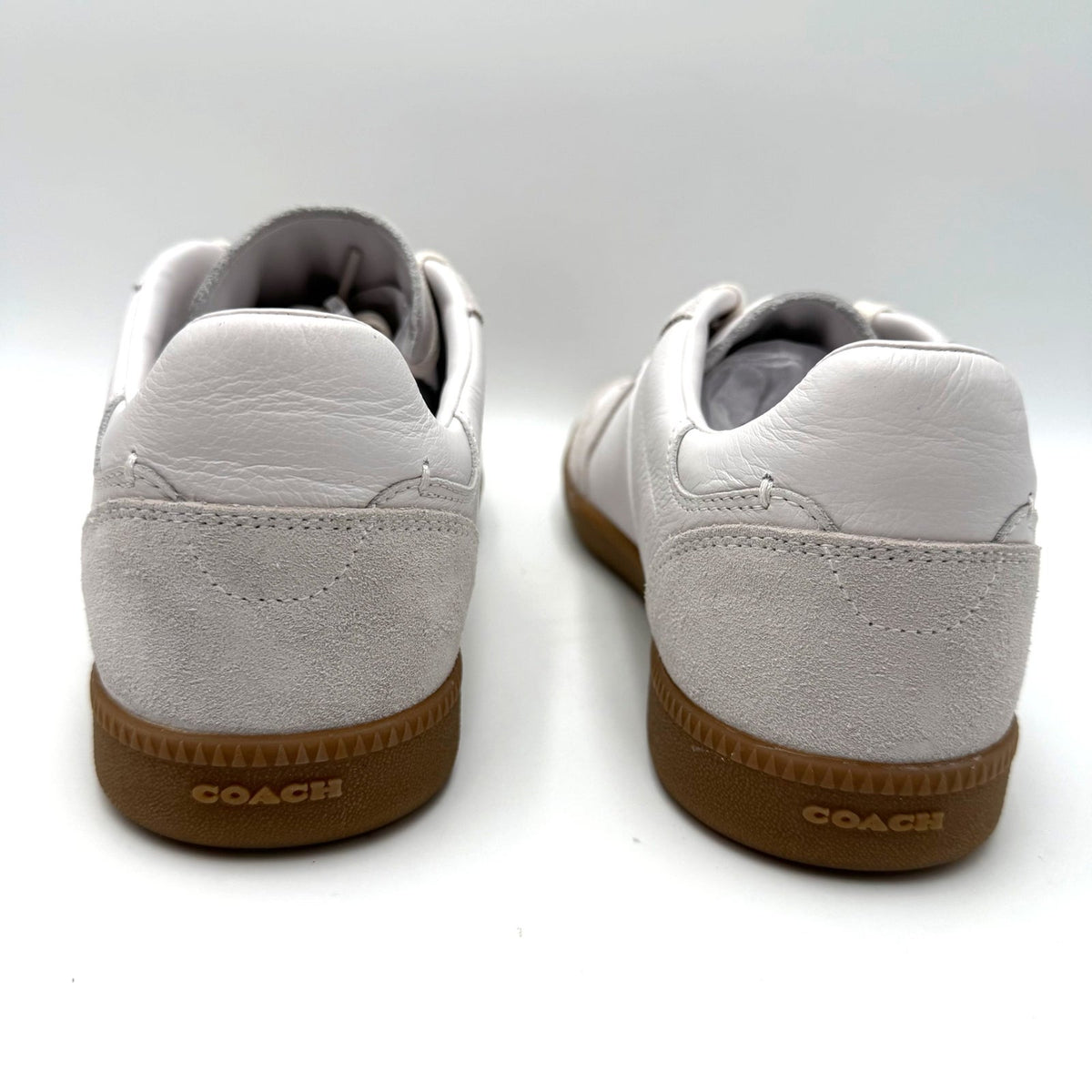 Coach Mens Ellis Low Top Casual Sneakers Size 9.5 Optic White Leather Suede NWOB