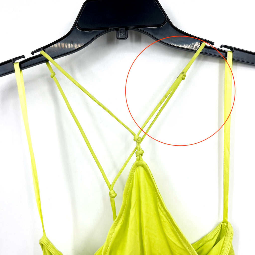  FRAME Women's Delicate Knot Tank Bodysuit Medium Flash Lime Green NWOT