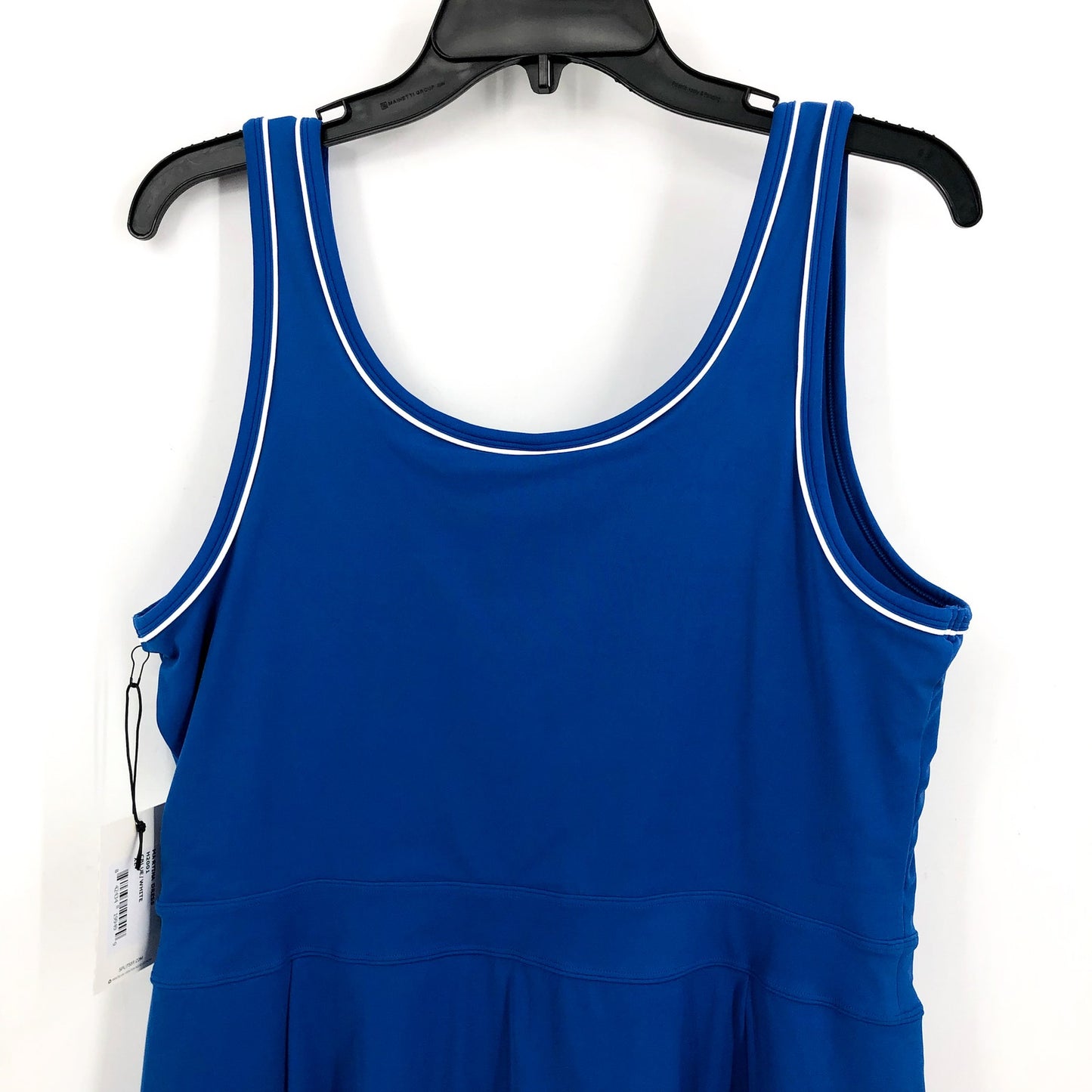 SPLITS59 Womens Martina Rigor Dress XL Classic Blue WHITE Scoop Neck NWT