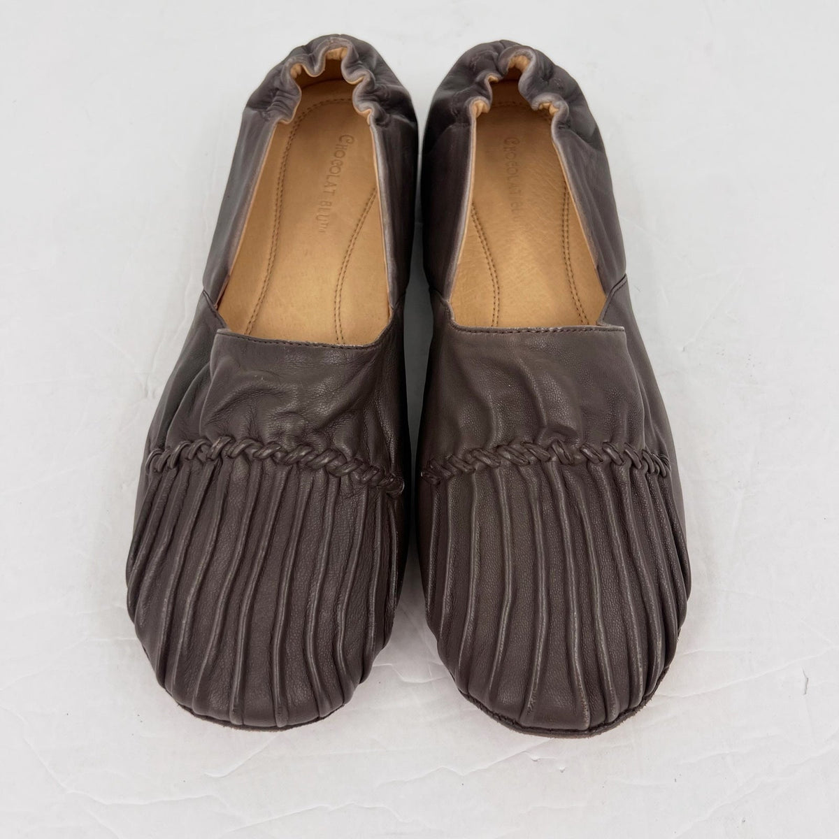 Chocolat Blu Womens Cam 2 Pleated Ballet Flats Size 10 Brown Grey Leather NIB