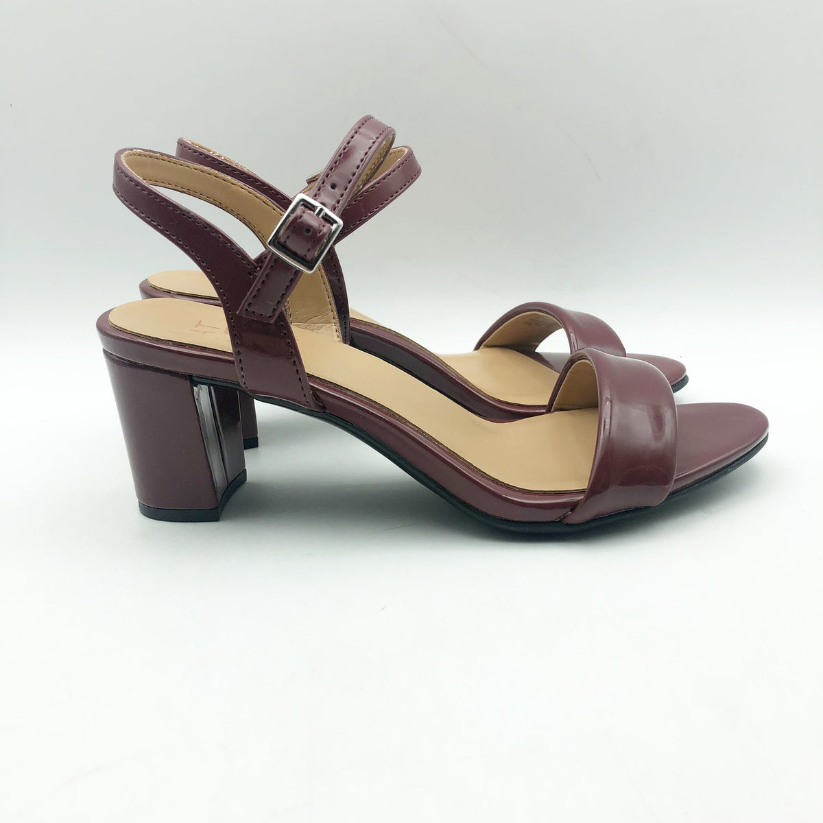 Naturalizer Womens Bristol Heel Sandals Size 6M Red Cranberry Vegan Leather NIB