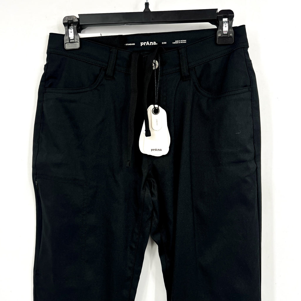 PRANA Women's Zion Halle Pants Size 0 Black Straight Leg 30" Inseam Stretch NWT