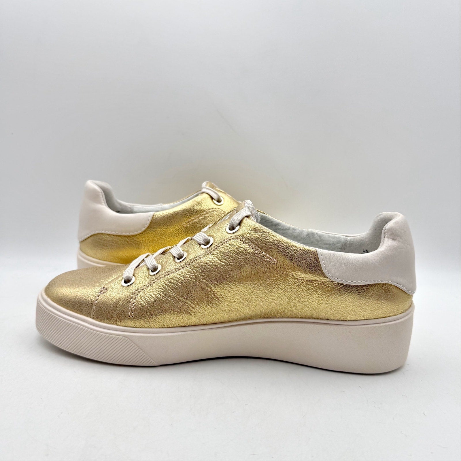 Naturalizer Womens Morrison 2.0 Platform Sneaker US 7.5 Wide Gold Leather NWOB