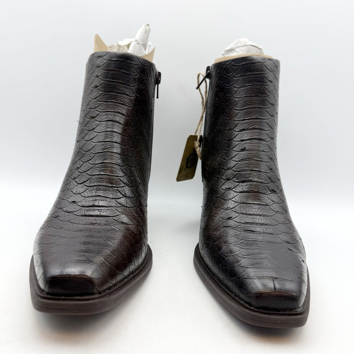 BORN Womens Aiken Ankle Booties Size 11 M EU 41.5 Brown Snake Leather Boots NIB
