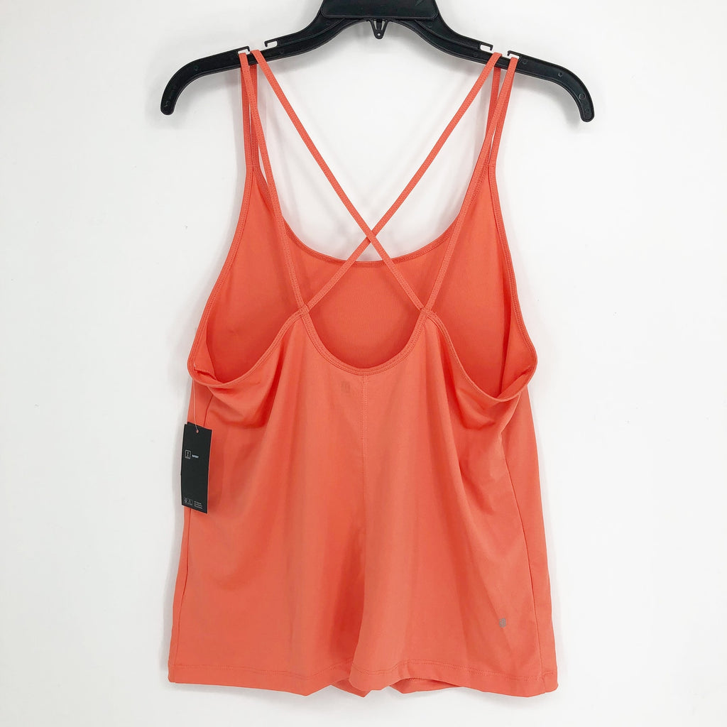 ID IDEOLOGY Women's Strappy Workout Tank Top Large Peach Orange Tech Knit NWT