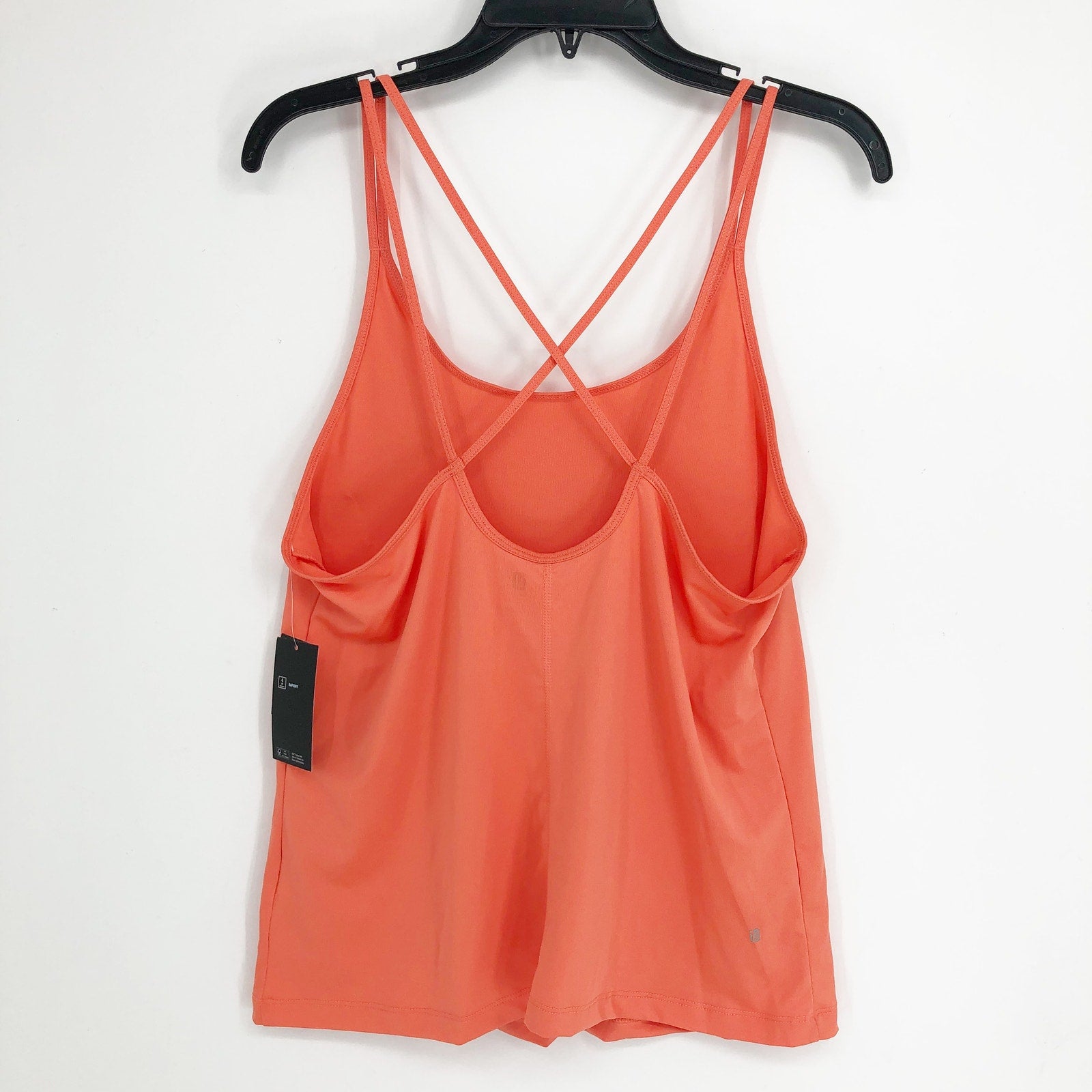 ID IDEOLOGY Women's Strappy Workout Tank Top Large Peach Orange Tech Knit NWT