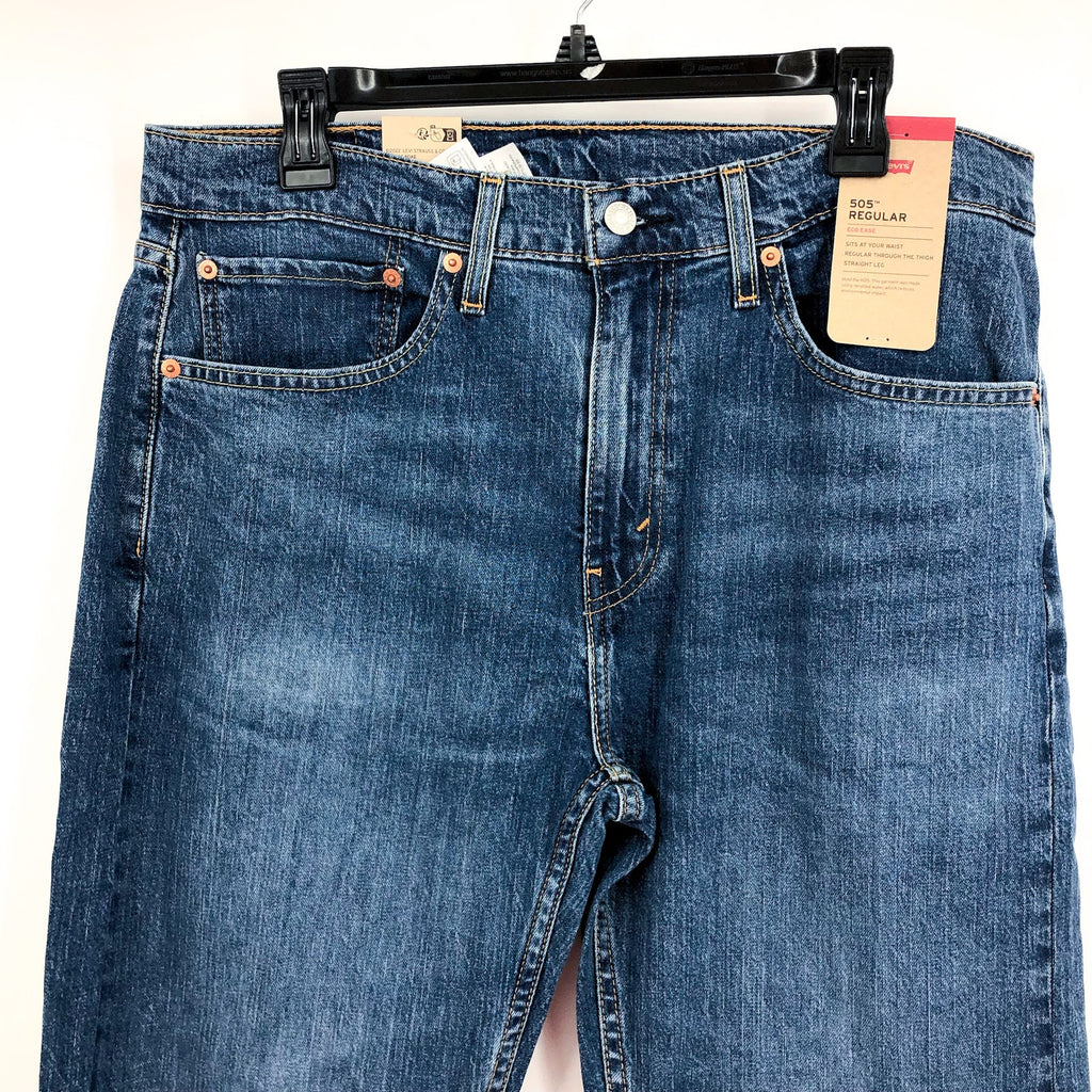 LEVI'S Men's 505 Regular Fit Jeans 34x34 Blue Wash Fremont Drop NWT
