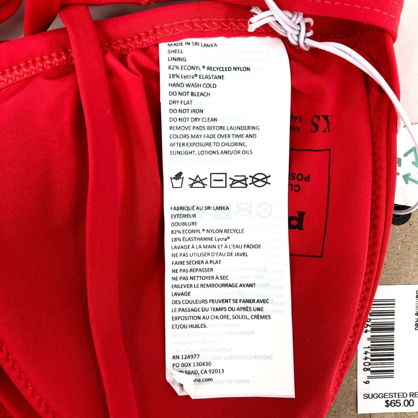 PRANA Women's Sunkissed Bikini Top XS Carmine Red Cross Back Stretch NWT