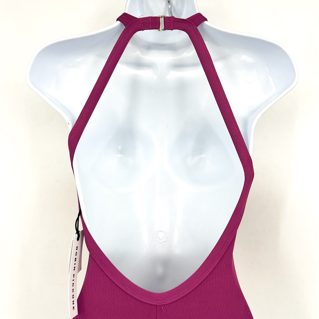 ROBIN PICCONE Amy One Piece Swimsuit Size 2 Purple Lotus High Neck Open Back NWT
