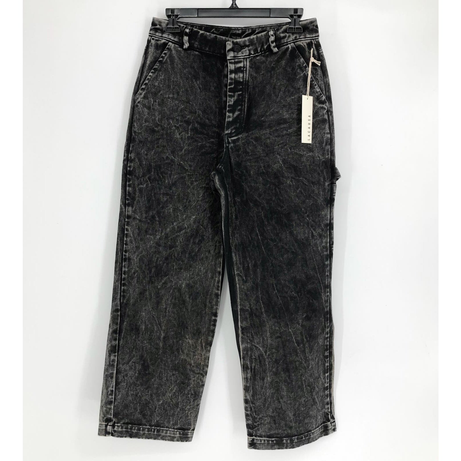 LACAUSA Women's Aiden Trouser Denim Jeans Size 6 Black Mineral Wash Mid Rise NWT