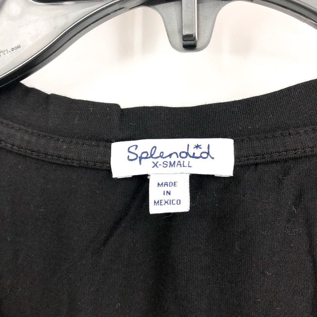 SPLENDID Women's Kate V-Neck Tee XS Black Short Sleeve Soft Knit NWOT