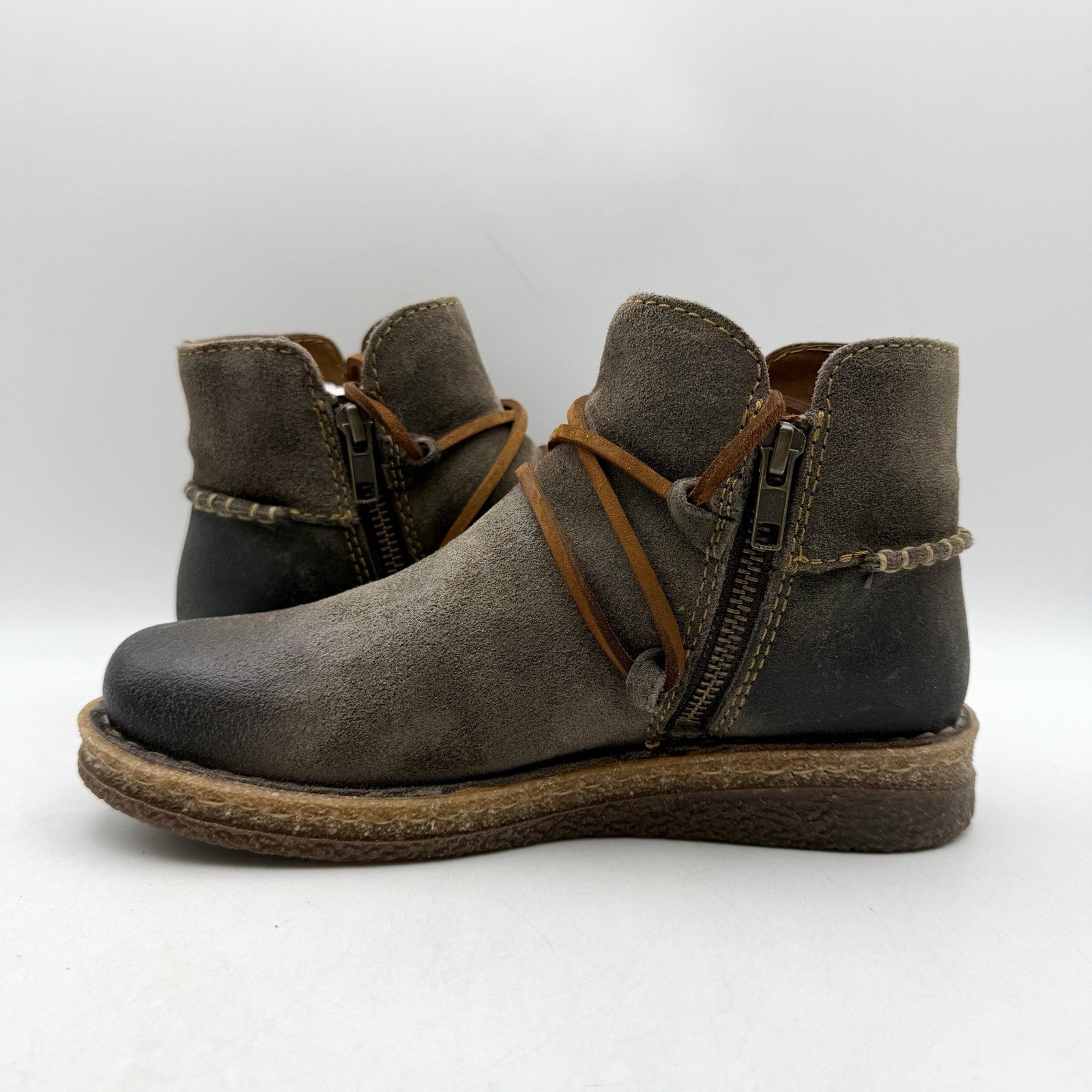 Born Womens Calyn Ankle Booties US 6 EU 36.5 Brown Grey Suede NWOB