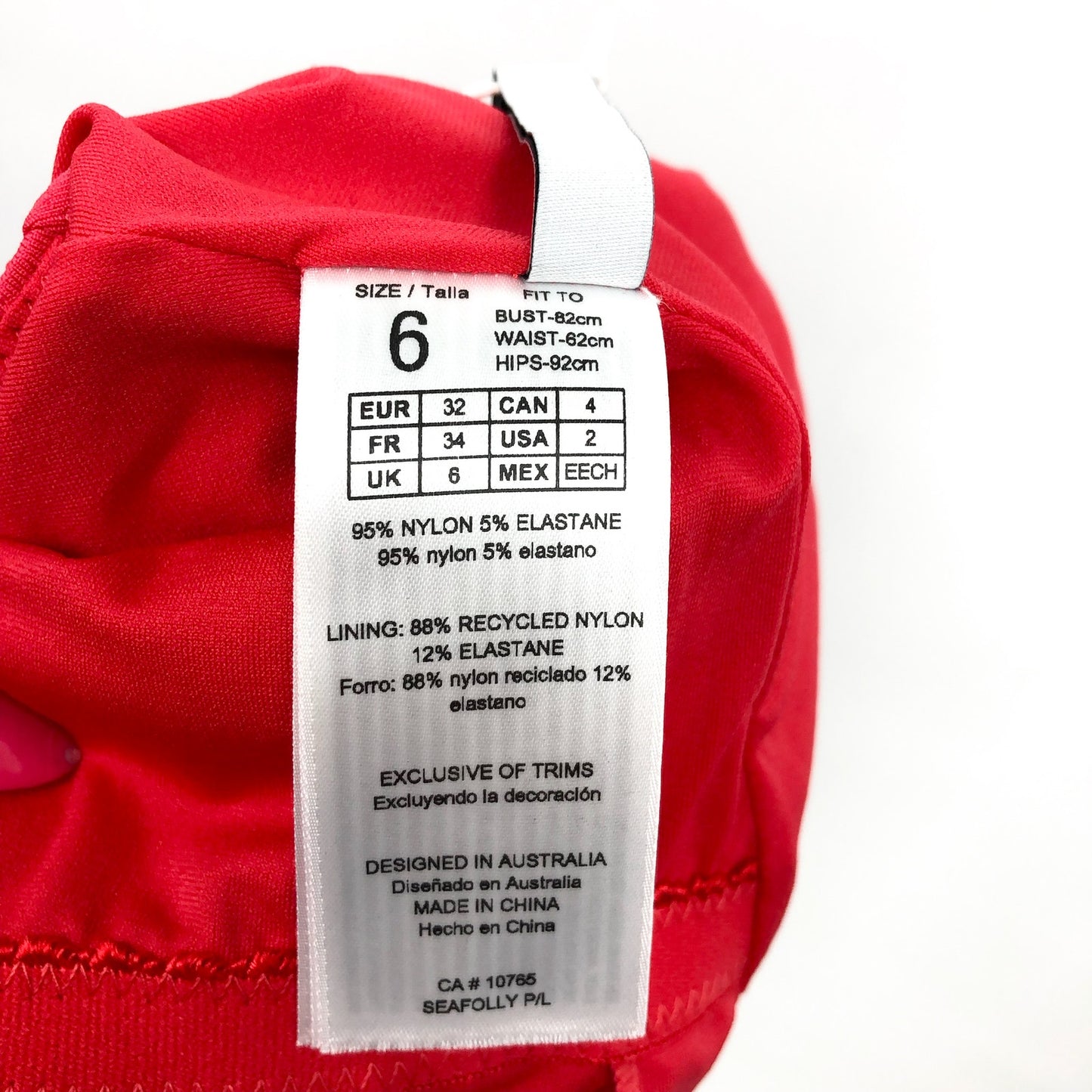 SEAFOLLY Sea Dive Deep V Neck One Piece Swimsuit Size 2 Chilli Red