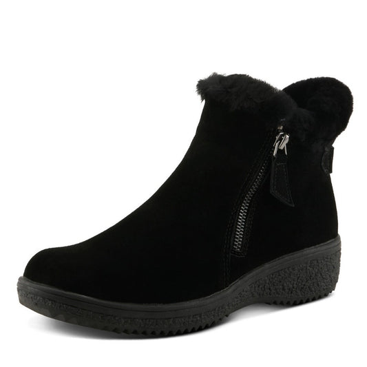 Spring Step Women Republic Ankle Boot US 6.5-7 EU 37 Black Suede WP Faux Fur NIB