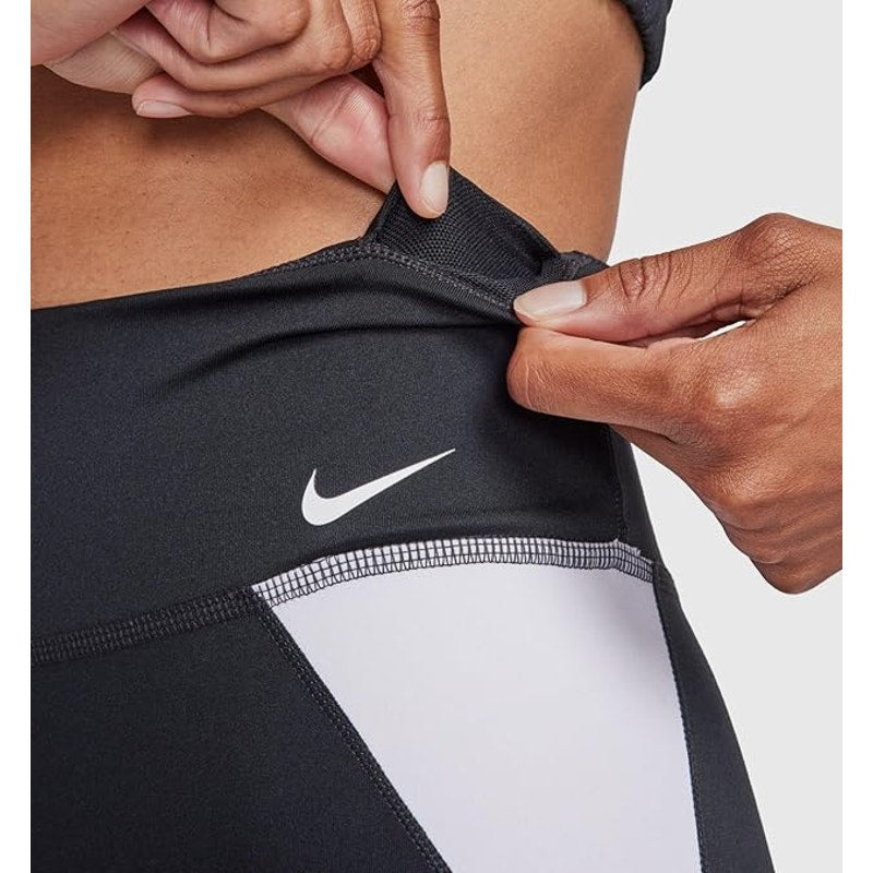 NIKE Women's One Full-length Leggings XS Black White Colorblock Mid-rise NWT